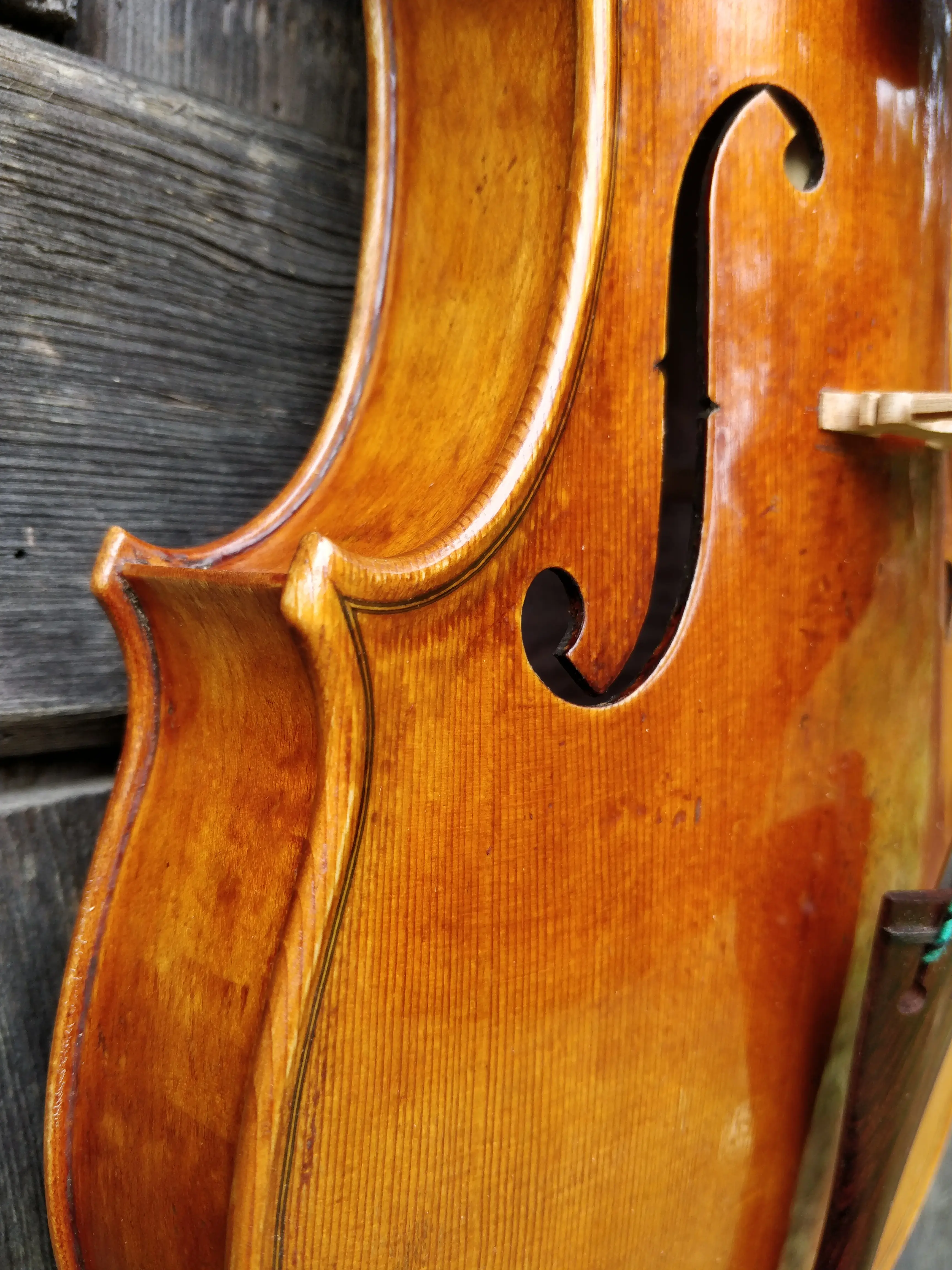 Fine details on a beautifully crafted violin.